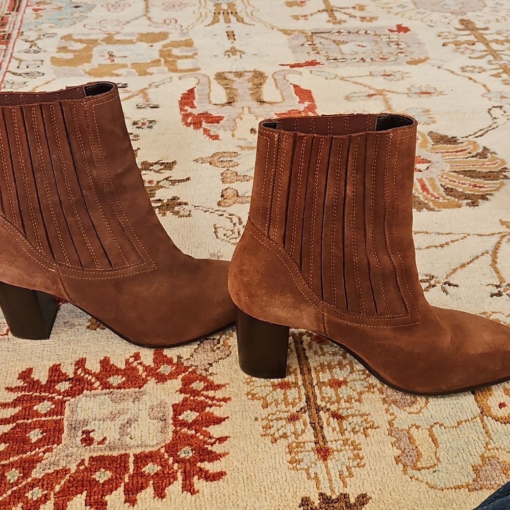 Aquatalia Fayren Weatherproof Suede Ankle Boot Brown 9.5 - Picture 3 of 5